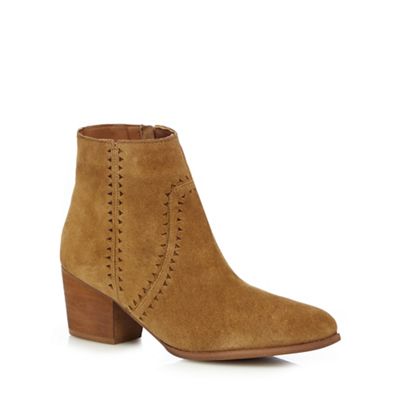 Mantaray Tan suede cut-out mid ankle boots